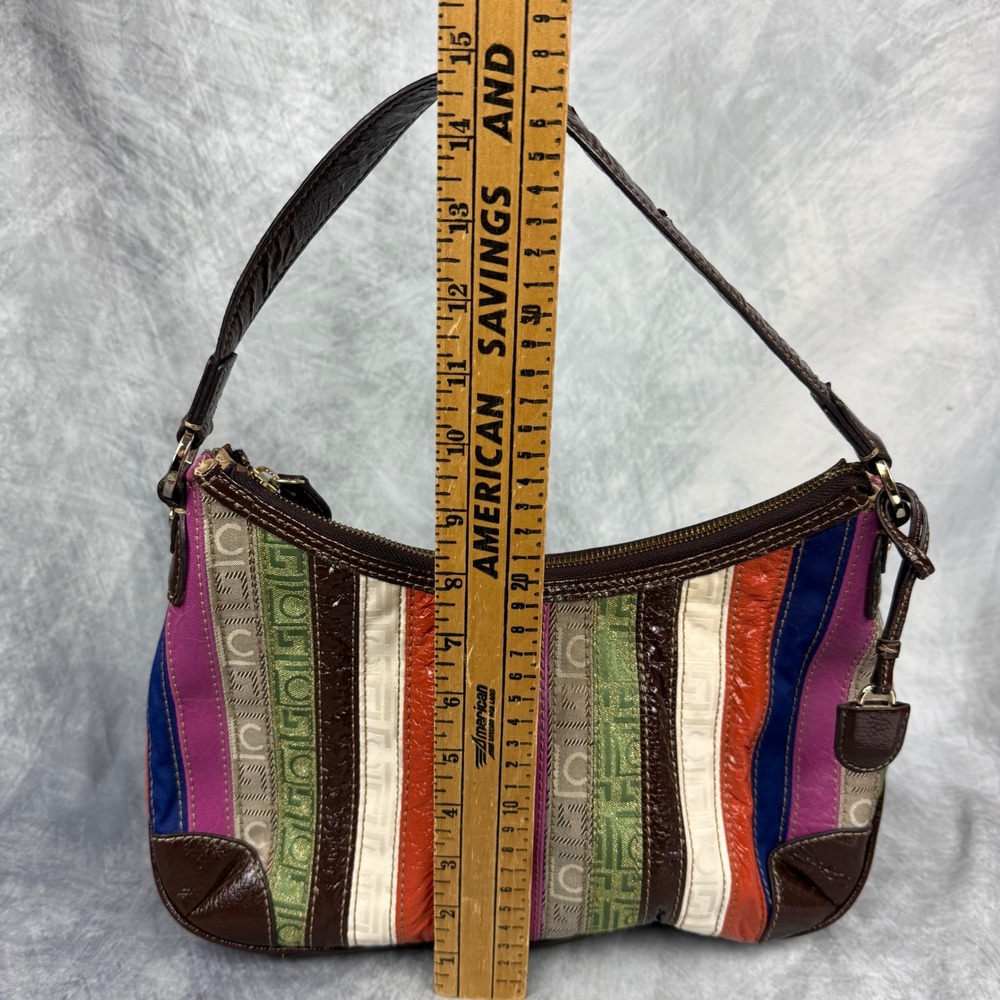 Y2K Multi Color Striped Hobo Bag Boho Shoulder Purse Liz Claiborne Mixed Media - Picture 7 of 11